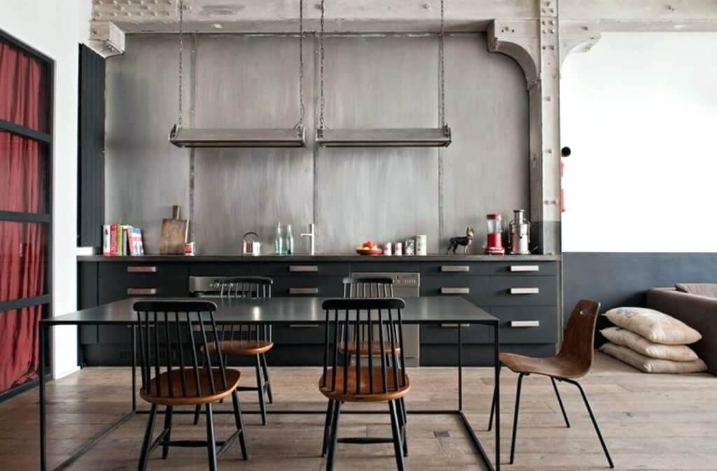 modern industrial kitchen table black kitchen cabinets in industrial looking kitchen